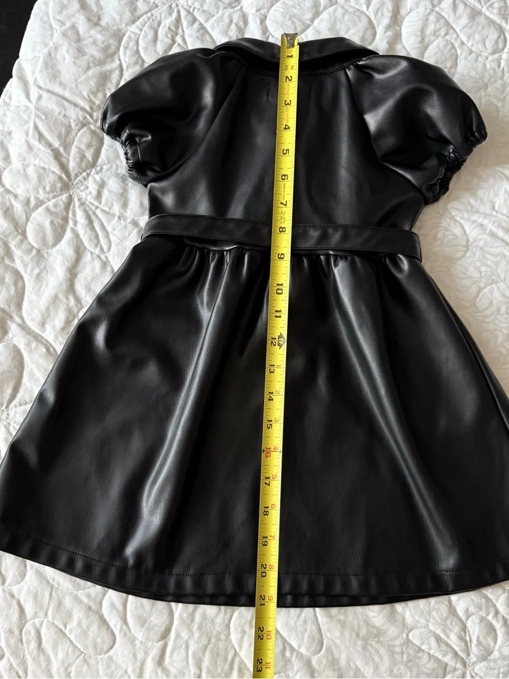 Rachel Zoe Black Faux Leather Bow-Accent Party Dress for Girls